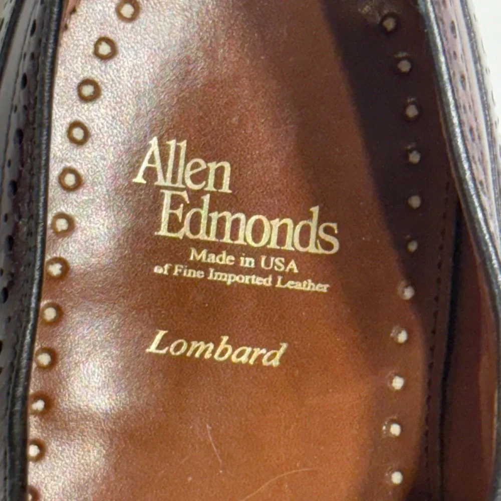 Allen Edmonds Lombard Wingtip Derby Men 15 D Burgundy Leather Brogue Dress Shoes